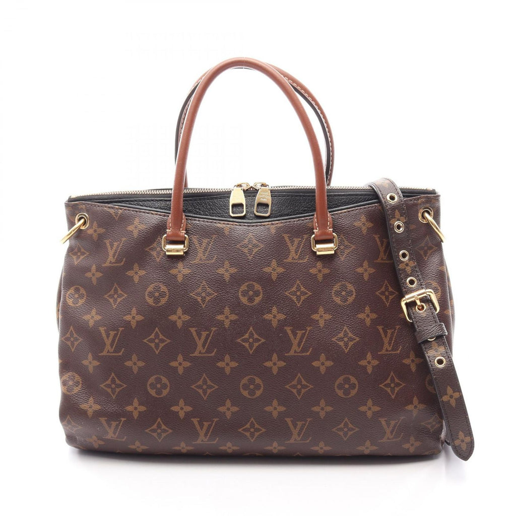 Louis Vuitton Handbag Pallas Monogram Noir 2-Way Canvas Leather