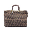 Fendi Handbag Zucca Brown Canvas Leather