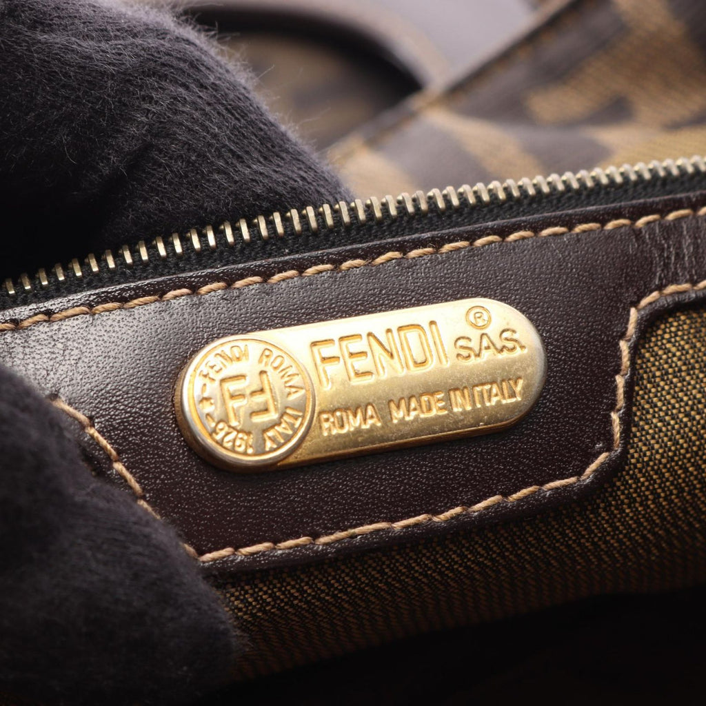 Fendi Handbag Zucca Brown Canvas Leather — view 4