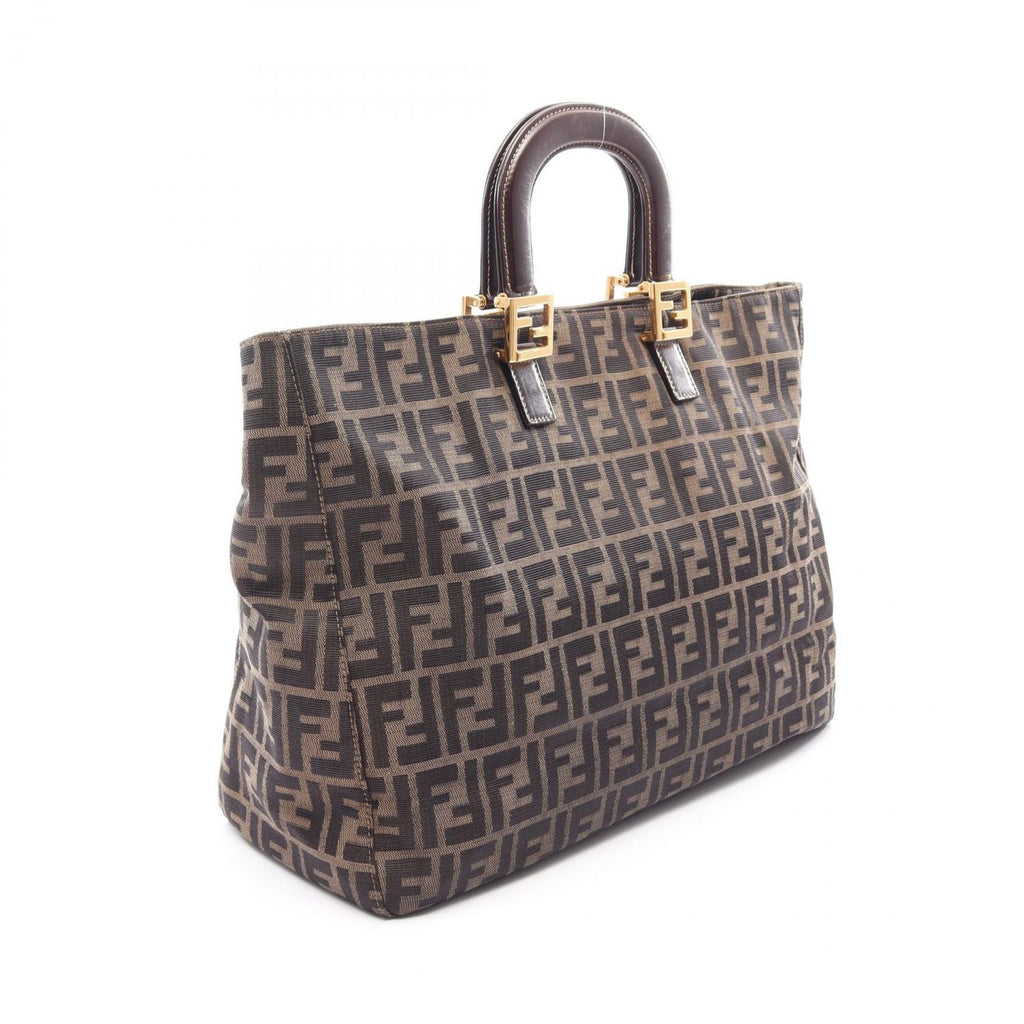 Fendi Handbag Zucca Brown Canvas Leather — view 2