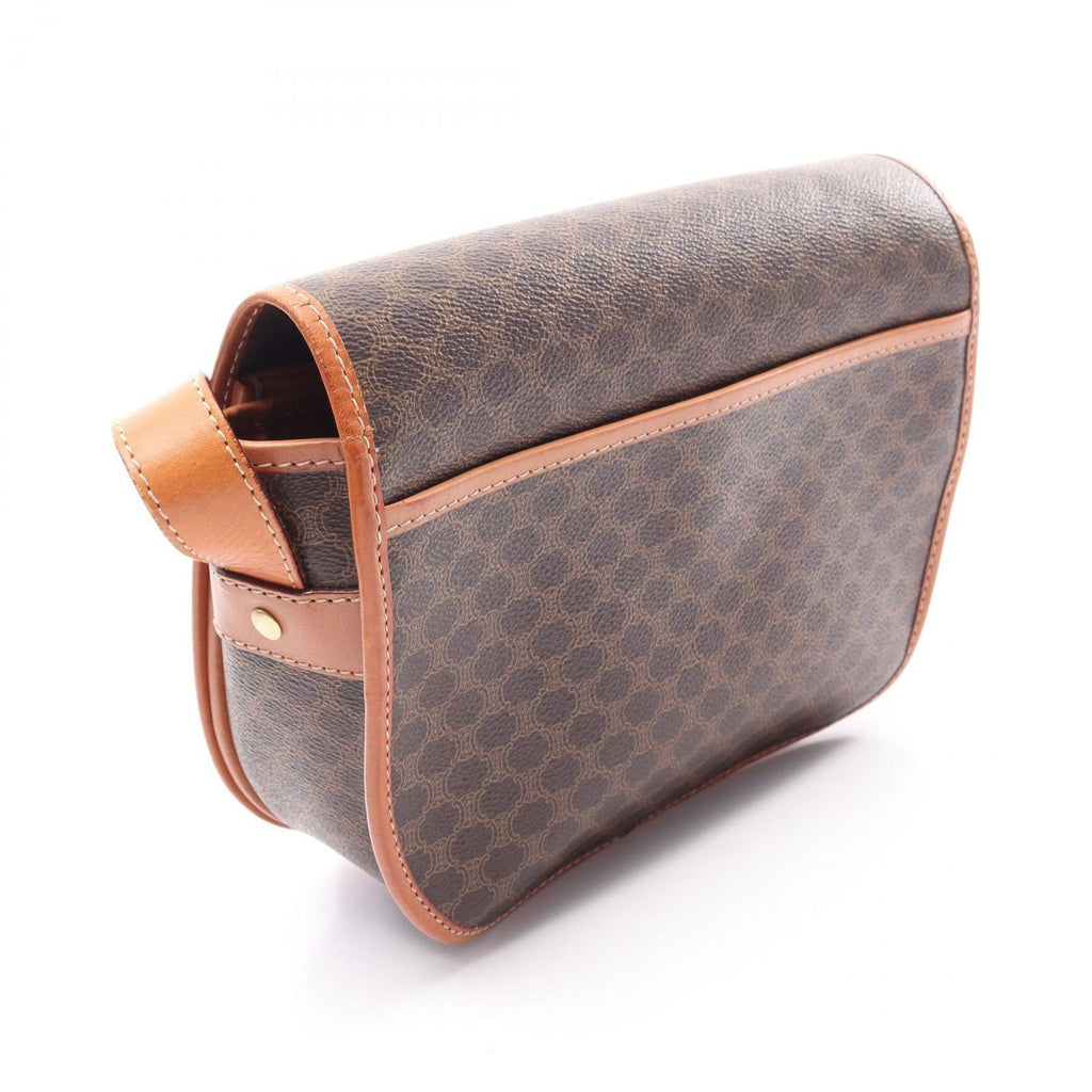 Celine Shoulder Bag Macadam Brown Canvas Leather — view 2
