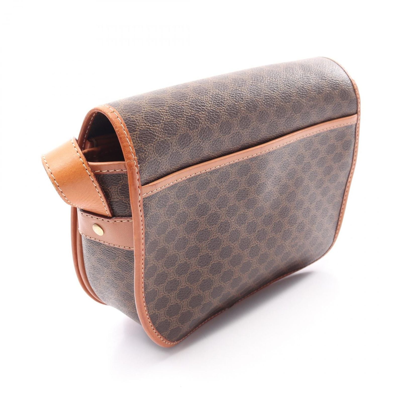 Celine Shoulder Bag Macadam Brown Canvas Leather — view 2