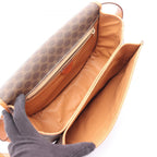 Celine Shoulder Bag Macadam Brown Canvas Leather — view 3
