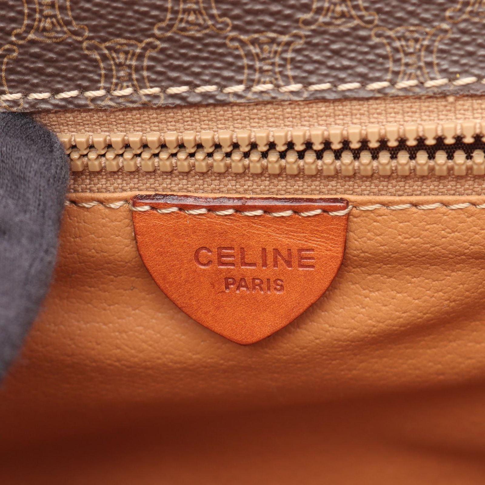 Celine Shoulder Bag Macadam Brown Canvas Leather — view 4