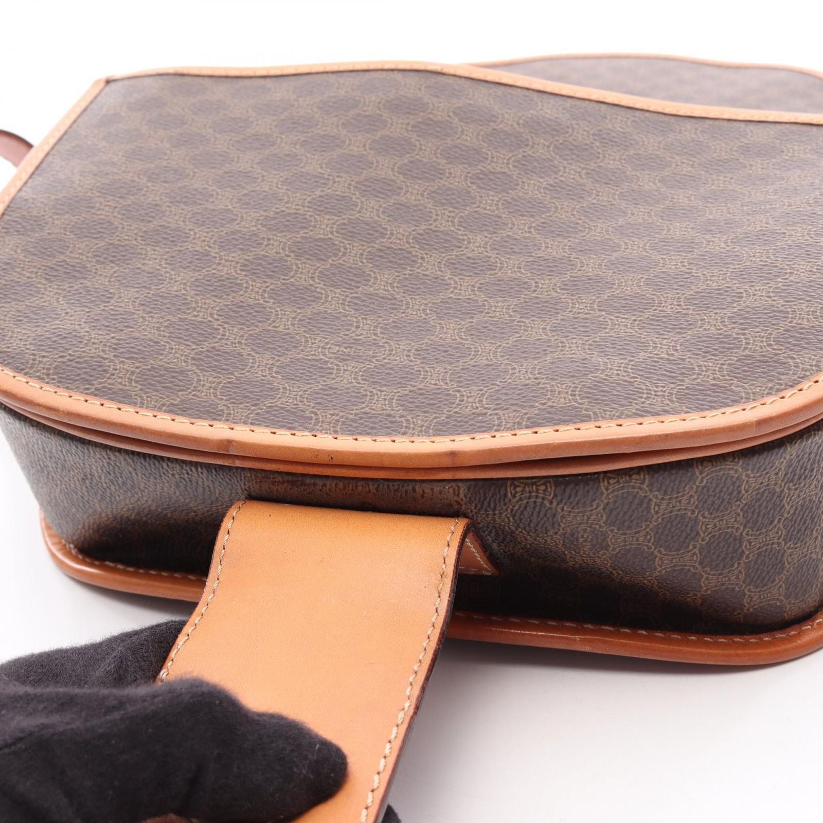 Celine Shoulder Bag Macadam Brown Canvas Leather — view 7