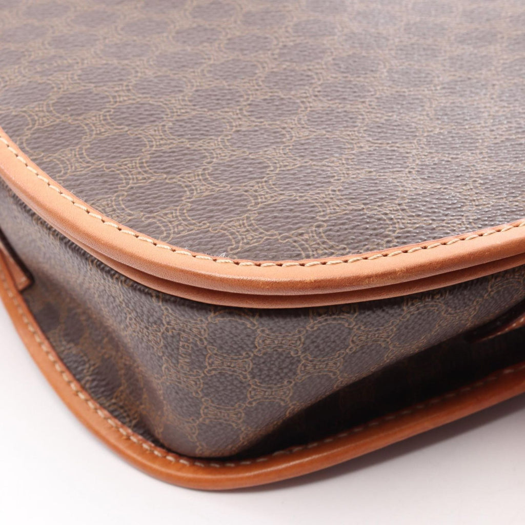 Celine Shoulder Bag Macadam Brown Canvas Leather — view 8