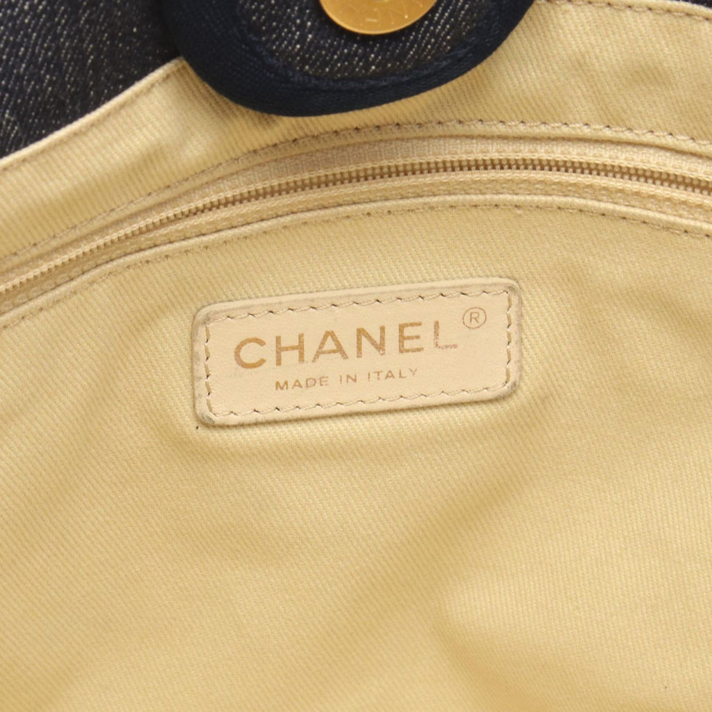 Chanel Tote Deauville Indigo Blue Denim Leather Chain MM — view 4