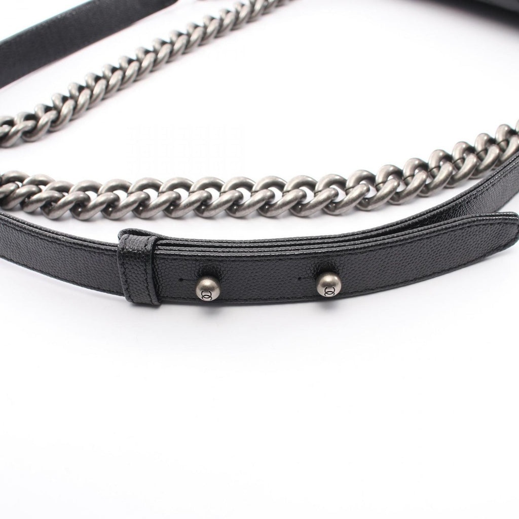 Chanel Shoulder Bag Boy Black Caviar Leather Boy Chain — view 9