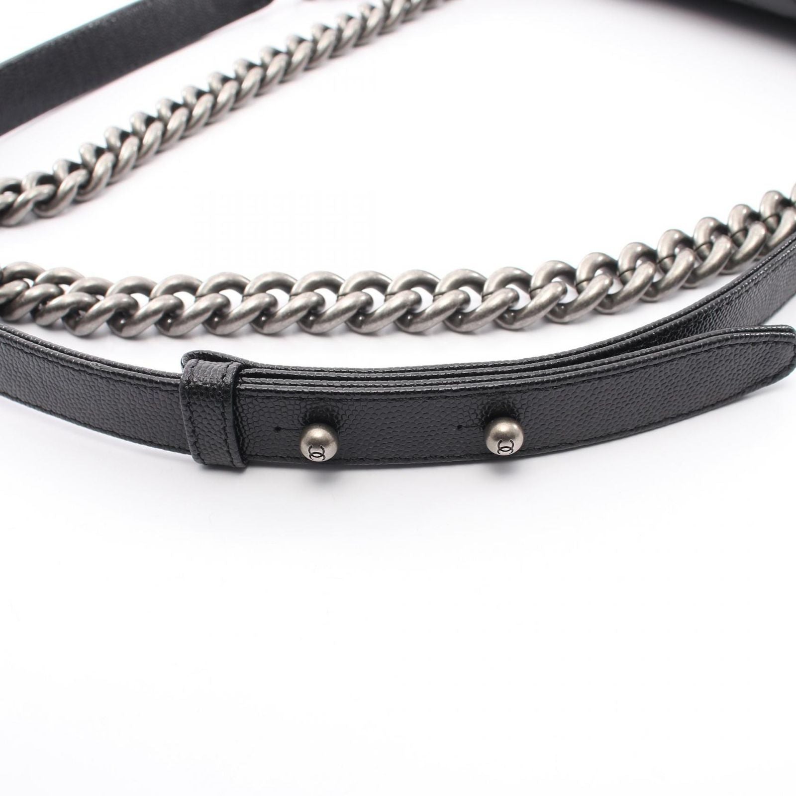 Chanel Shoulder Bag Boy Black Caviar Leather Boy Chain — view 9