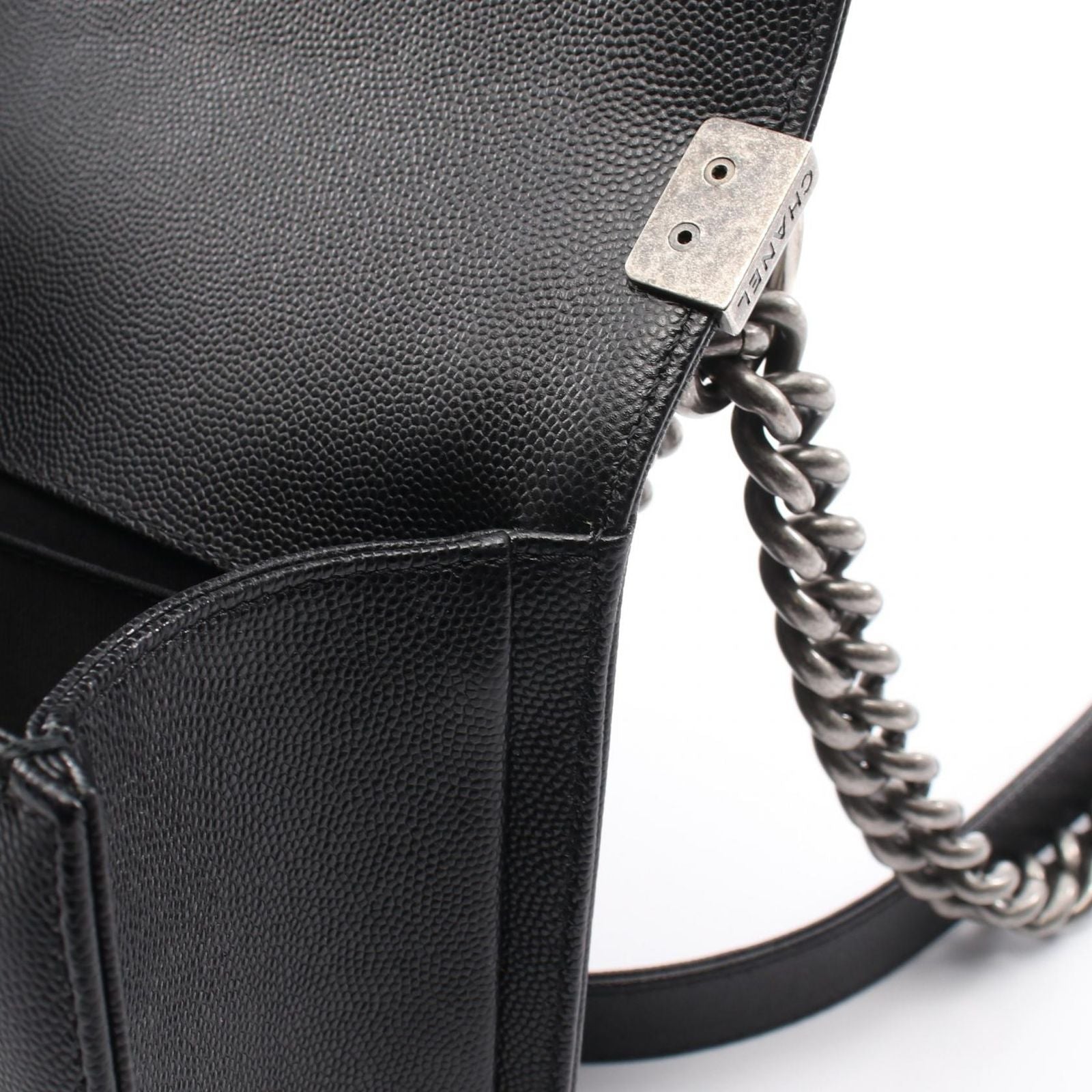Chanel Shoulder Bag Boy Black Caviar Leather Boy Chain — view 6