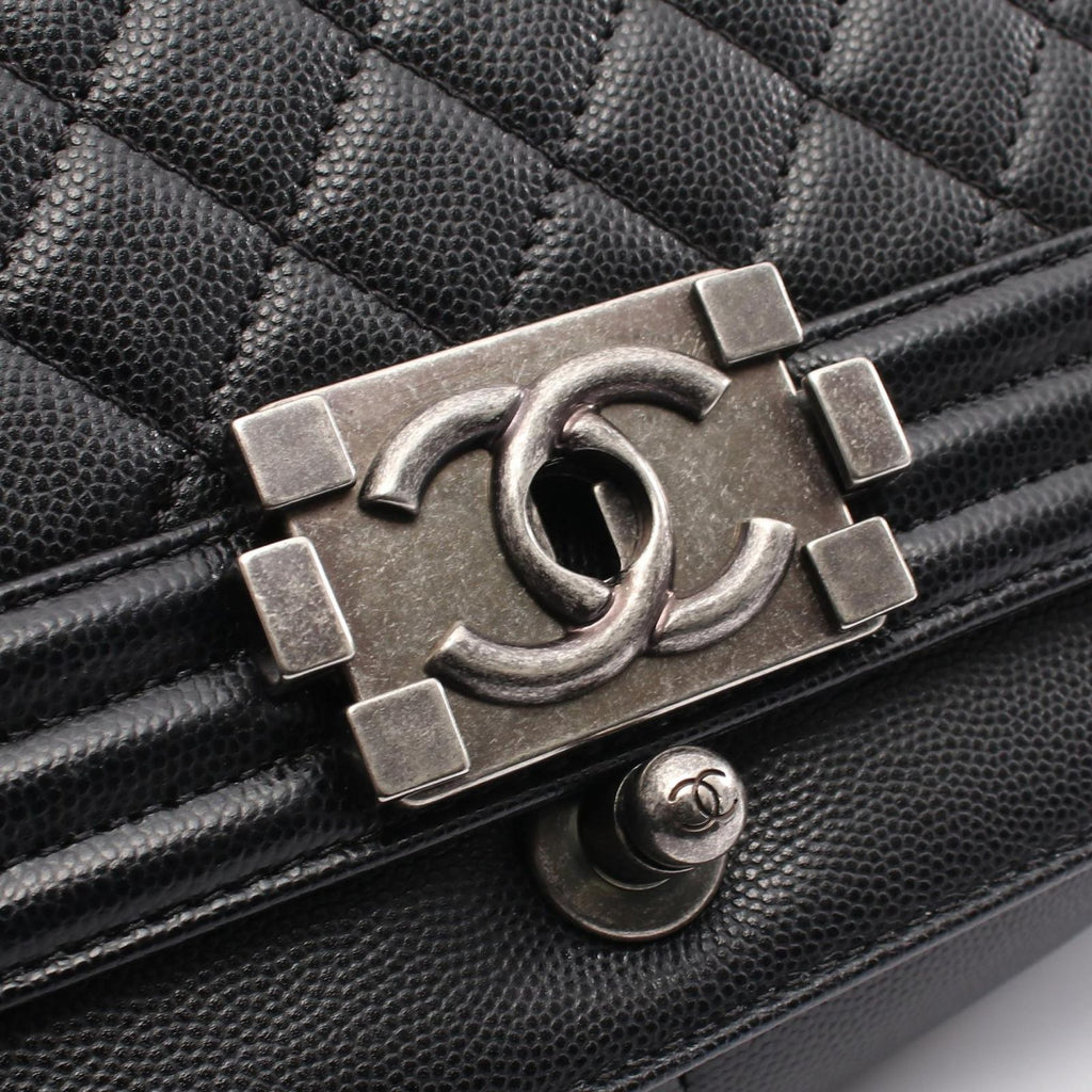 Chanel Shoulder Bag Boy Black Caviar Leather Boy Chain — view 7