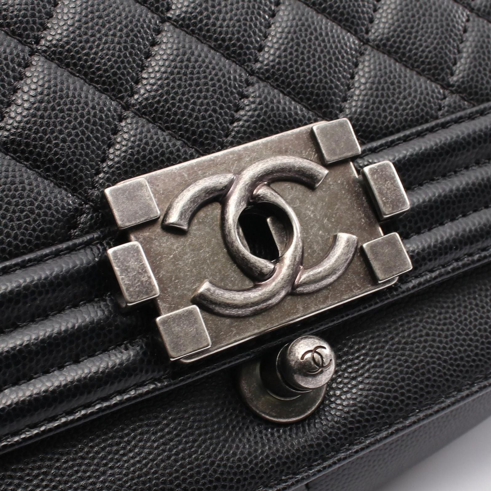 Chanel Shoulder Bag Boy Black Caviar Leather Boy Chain — view 7