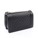 Chanel Shoulder Bag Boy Black Caviar Leather Boy Chain — view 2