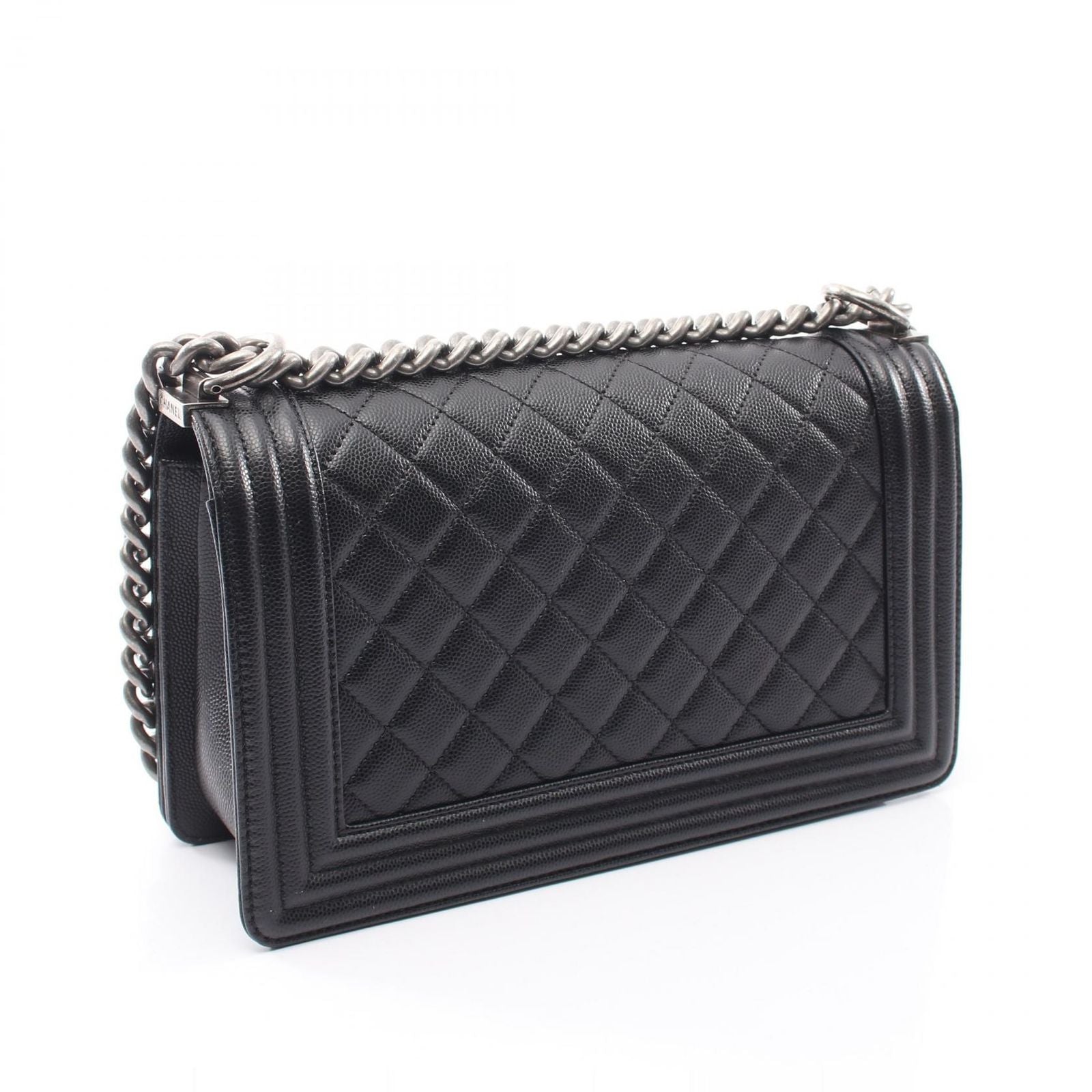 Chanel Shoulder Bag Boy Black Caviar Leather Boy Chain — view 2