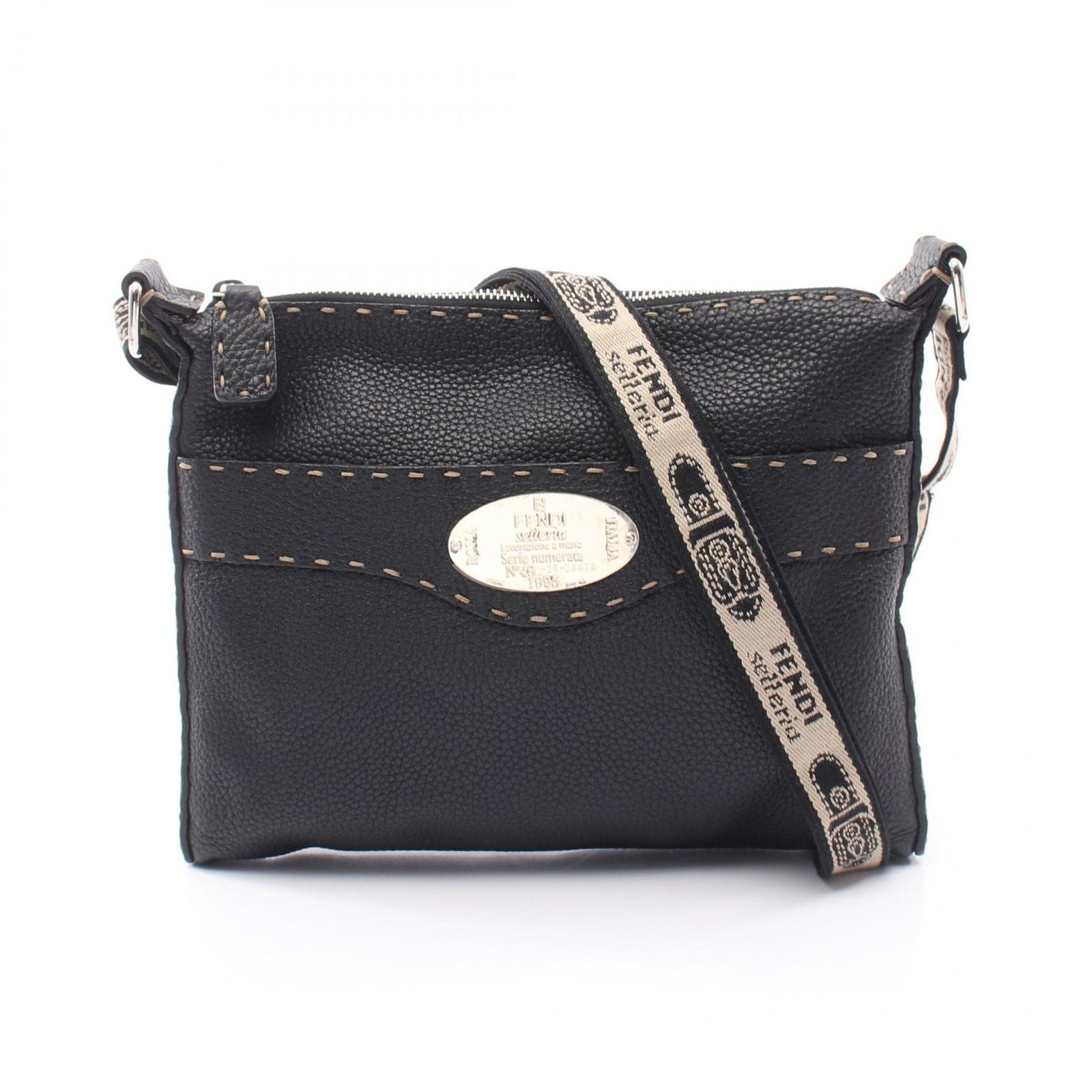 Fendi Shoulder Bag Selleria Black Leather