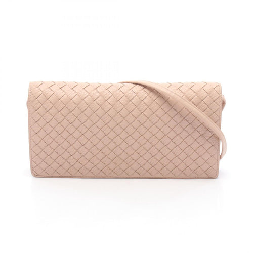 Bottega Veneta Shoulder Bag Intrecciato Pink Beige Leather