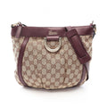 Gucci Shoulder Bag Abbey Beige Brown Canvas Leather