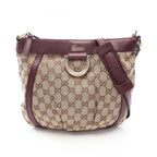 Gucci Shoulder Bag Abbey Beige Brown Canvas Leather