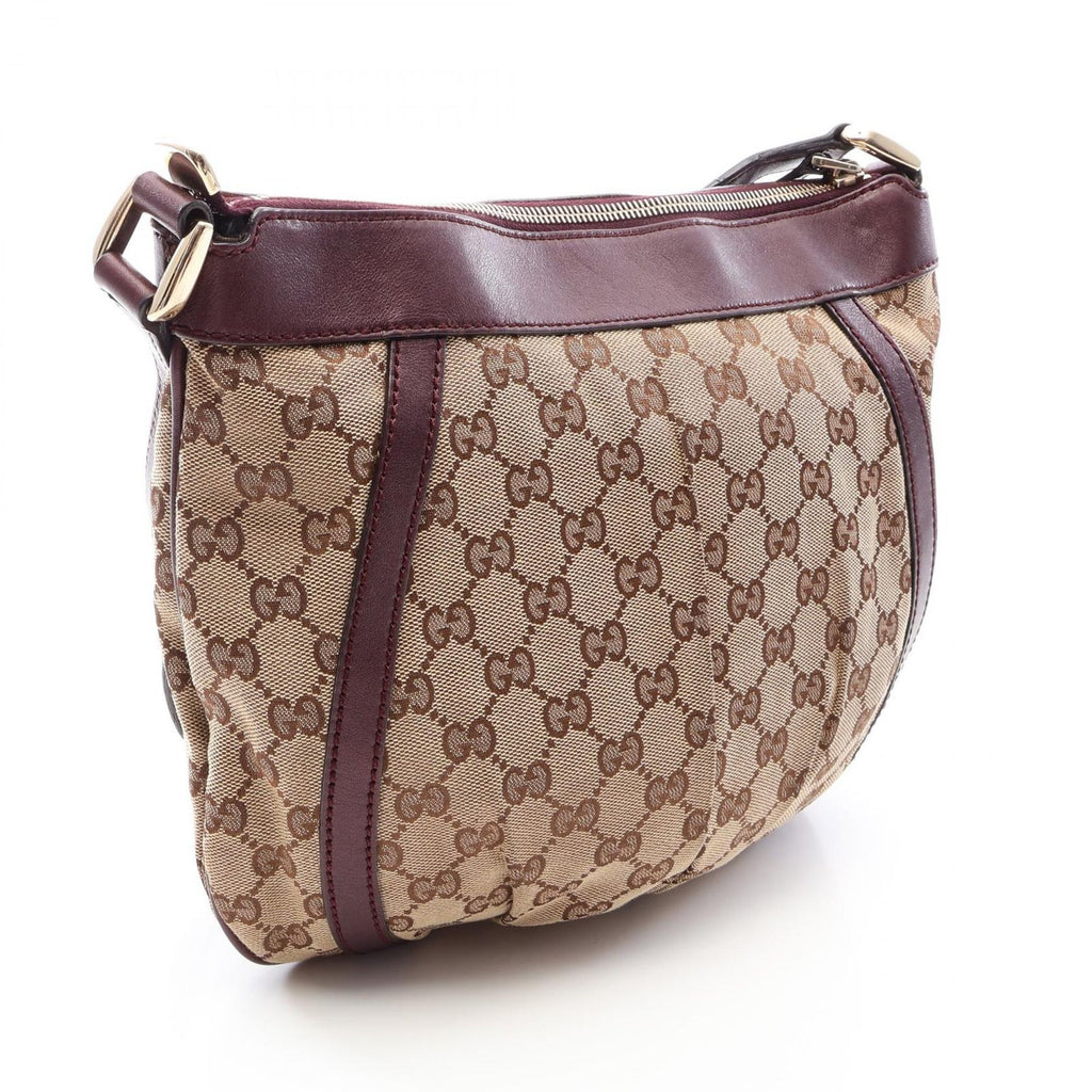 Gucci Shoulder Bag Abbey Beige Brown Canvas Leather — view 2