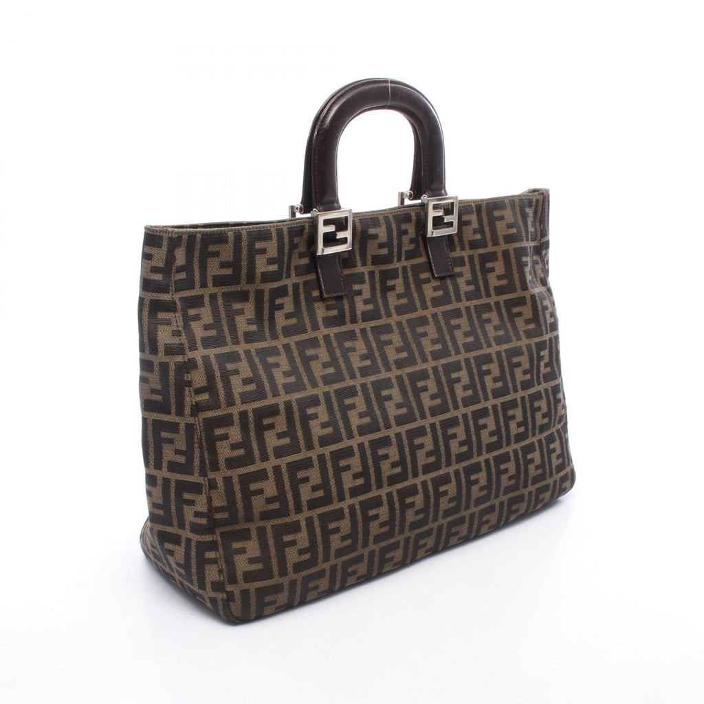 Fendi Tote Zucca Brown Canvas Leather Handbag — view 2
