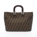 Fendi Tote Zucca Brown Canvas Leather Handbag