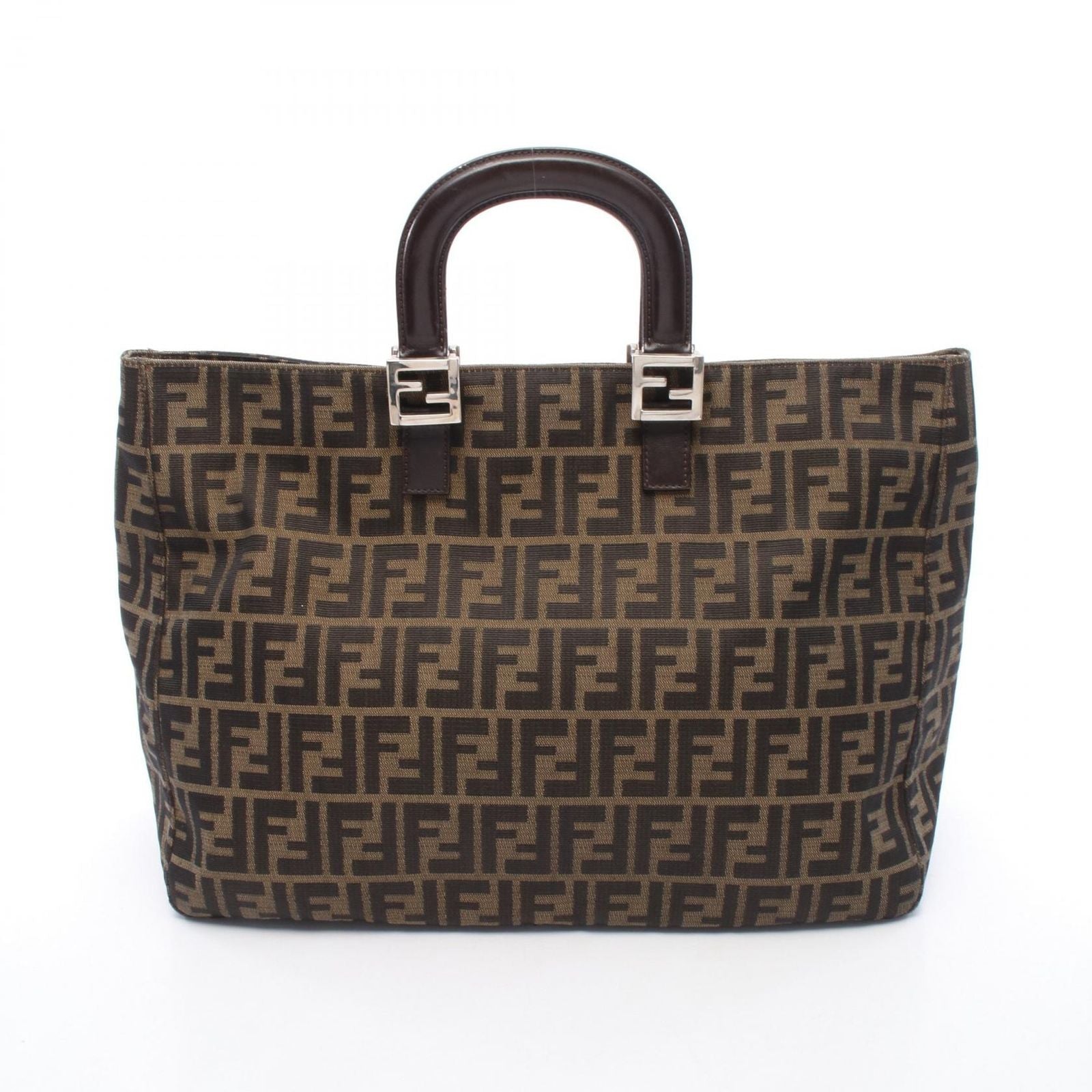 Fendi Tote Zucca Brown Canvas Leather Handbag