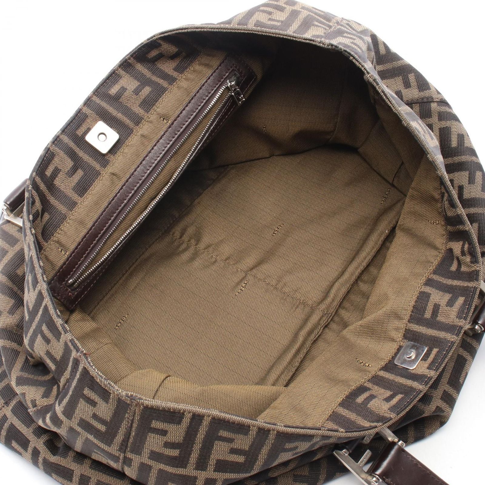 Fendi Tote Zucca Brown Canvas Leather Handbag — view 3