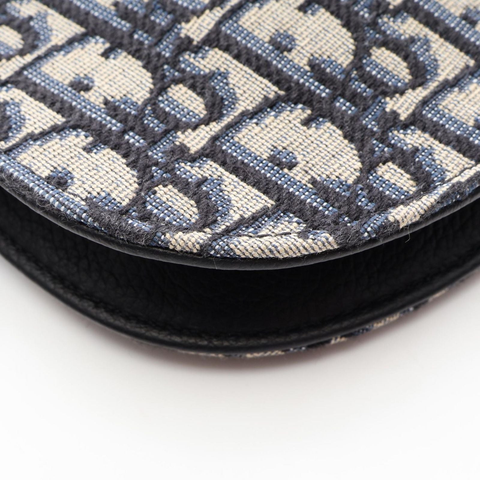 Dior Shoulder Bag Saddle Oblique Beige Navy Canvas Leather — view 6