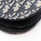 Dior Shoulder Bag Saddle Oblique Beige Navy Canvas Leather — view 5