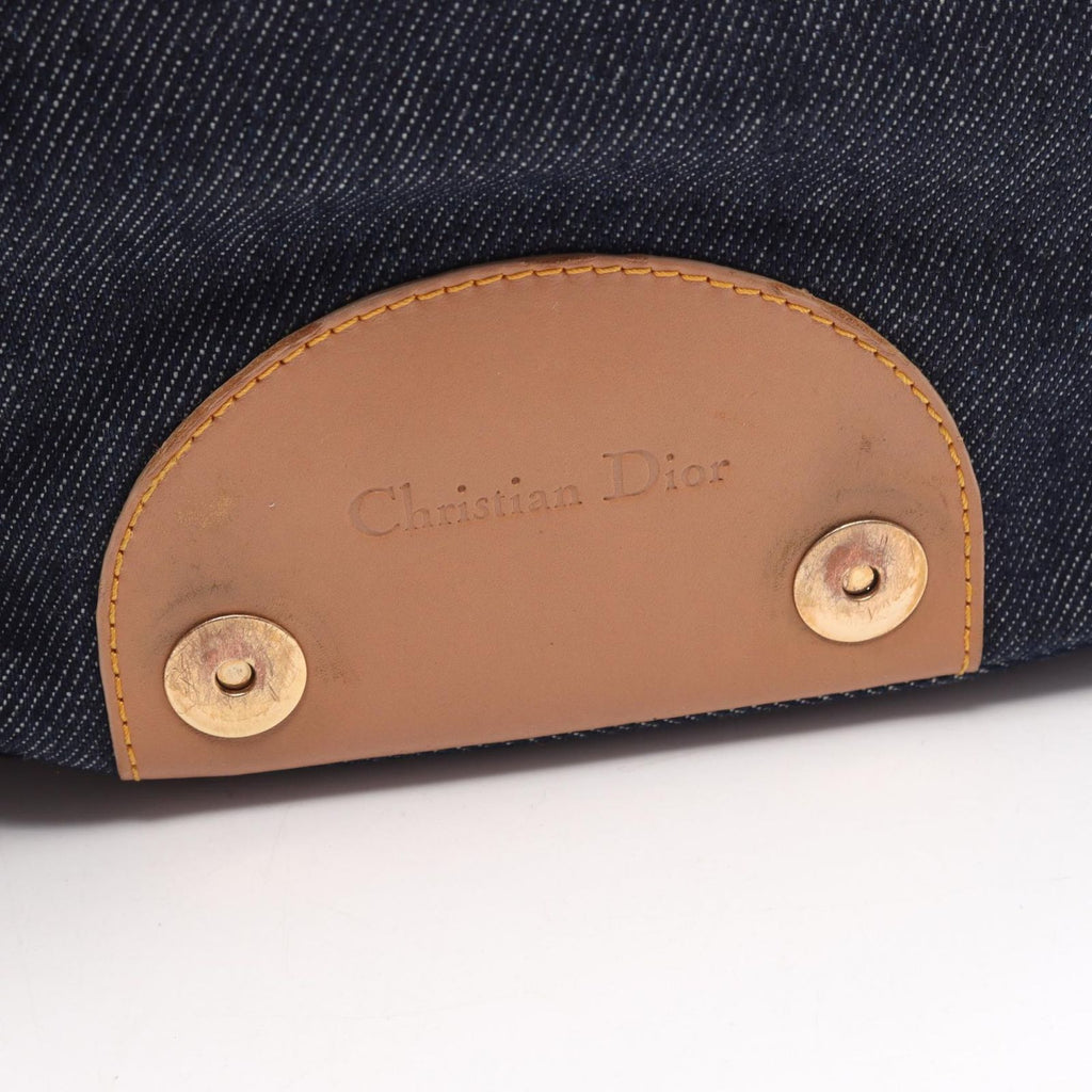 Dior Shoulder Bag Maris Pearl Navy Beige Denim Leather — view 7