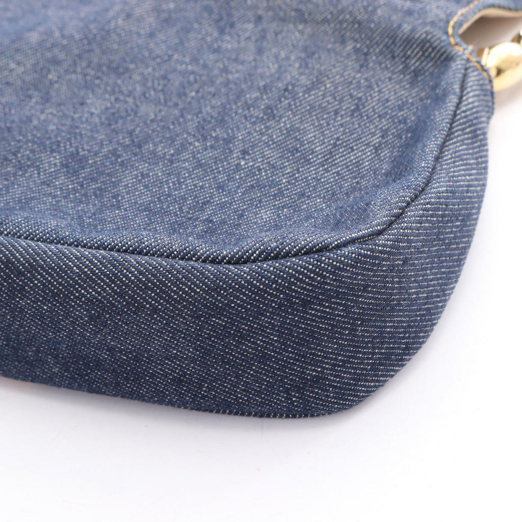 Dior Shoulder Bag Maris Pearl Navy Beige Denim Leather — view 9