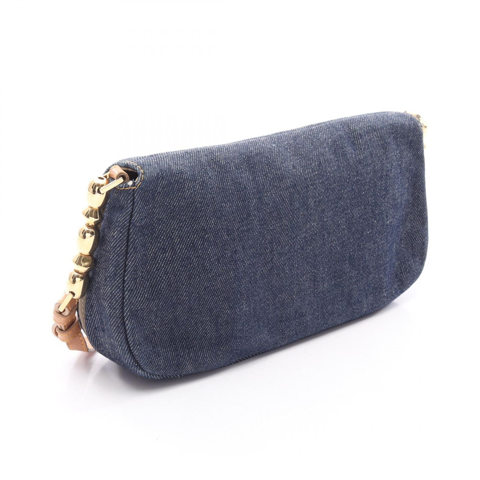 Dior Shoulder Bag Maris Pearl Navy Beige Denim Leather — view 2