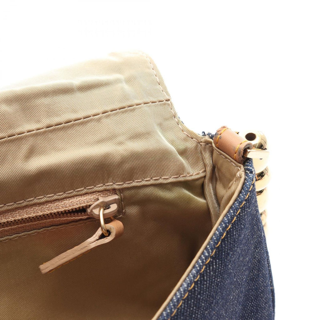 Dior Shoulder Bag Maris Pearl Navy Beige Denim Leather — view 6