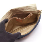 Dior Shoulder Bag Maris Pearl Navy Beige Denim Leather — view 3