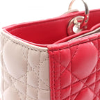 Dior Handbag Lady Dior Large Cannage 2-Way Pink Gray Leather Lady Dior Tote — view 5