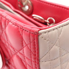 Dior Handbag Lady Dior Large Cannage 2-Way Pink Gray Leather Lady Dior Tote — view 8