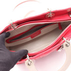 Dior Handbag Lady Dior Large Cannage 2-Way Pink Gray Leather Lady Dior Tote — view 3