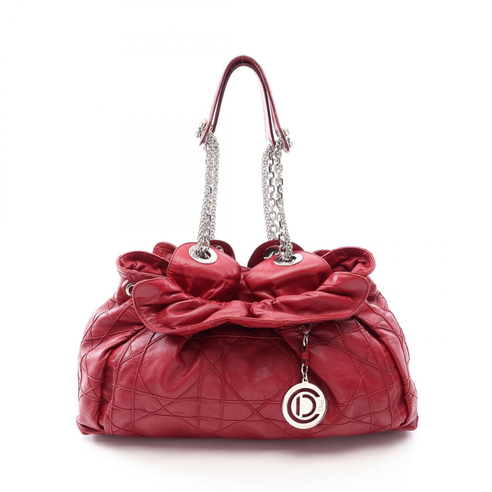 Dior Tote Letranto Chain Shoulder Red Leather