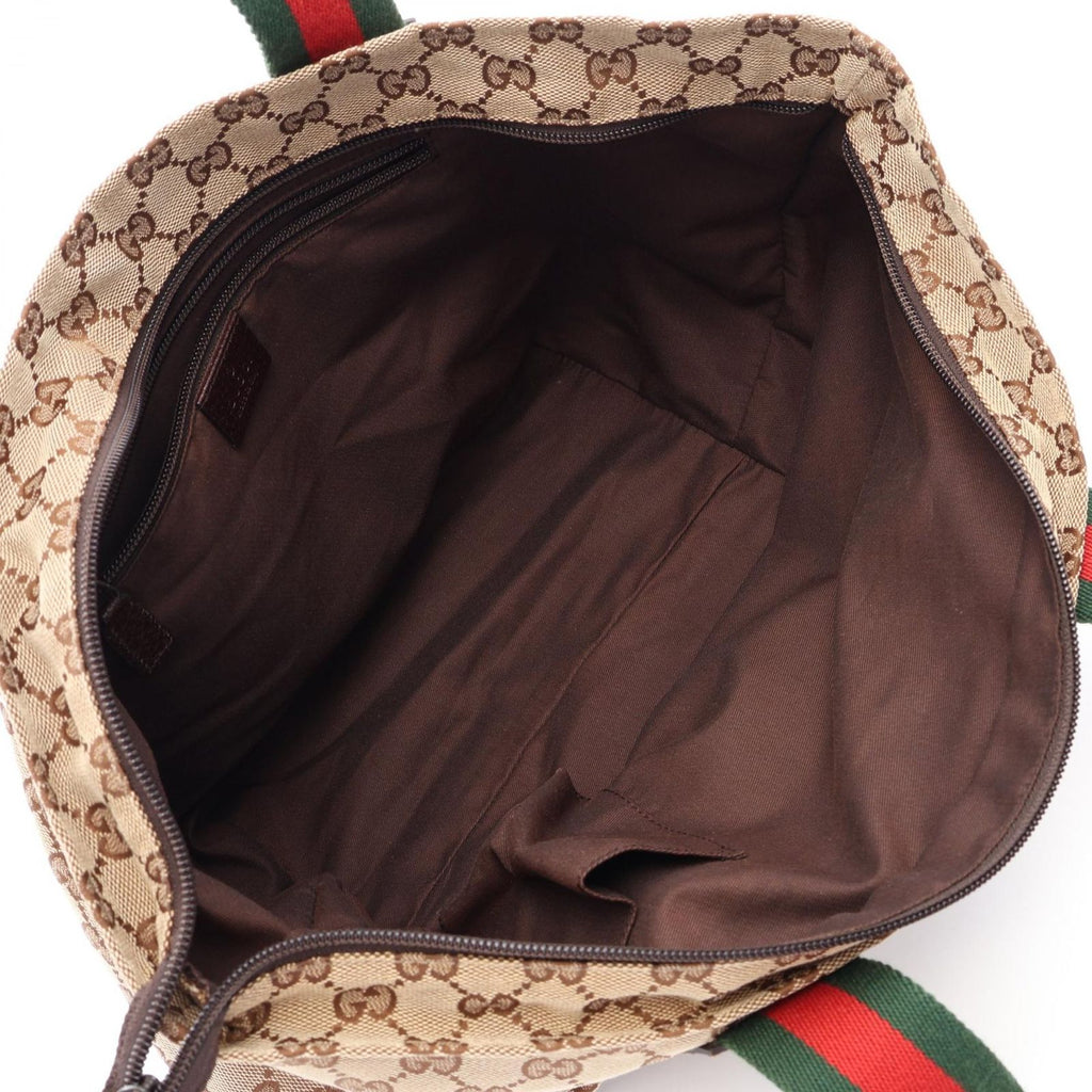 Gucci Tote GG Pattern Sherry Line Beige Canvas Leather — view 3