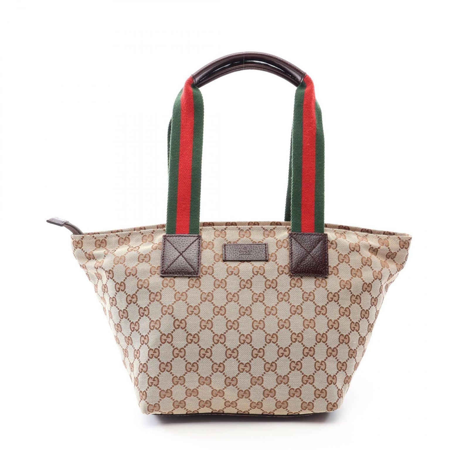 Gucci Tote GG Pattern Sherry Line Beige Canvas Leather