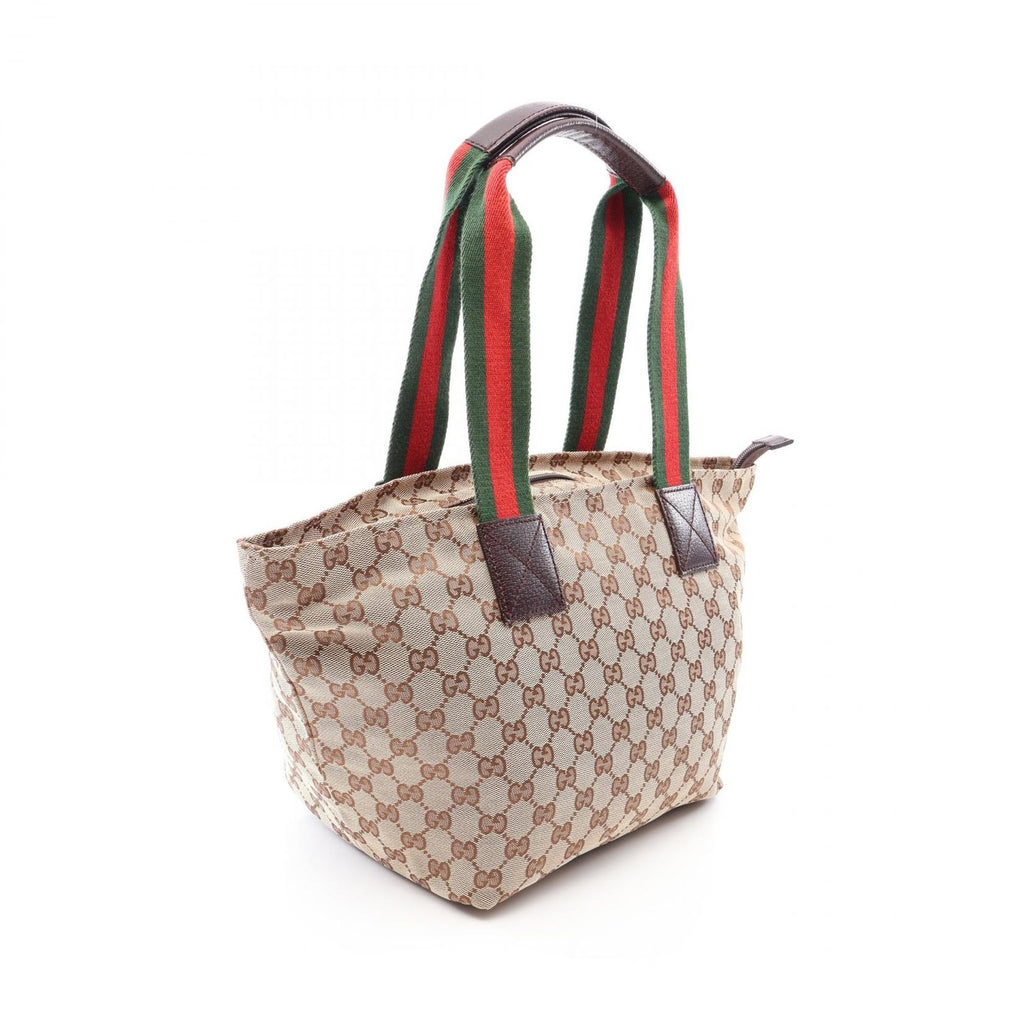 Gucci Tote GG Pattern Sherry Line Beige Canvas Leather — view 2
