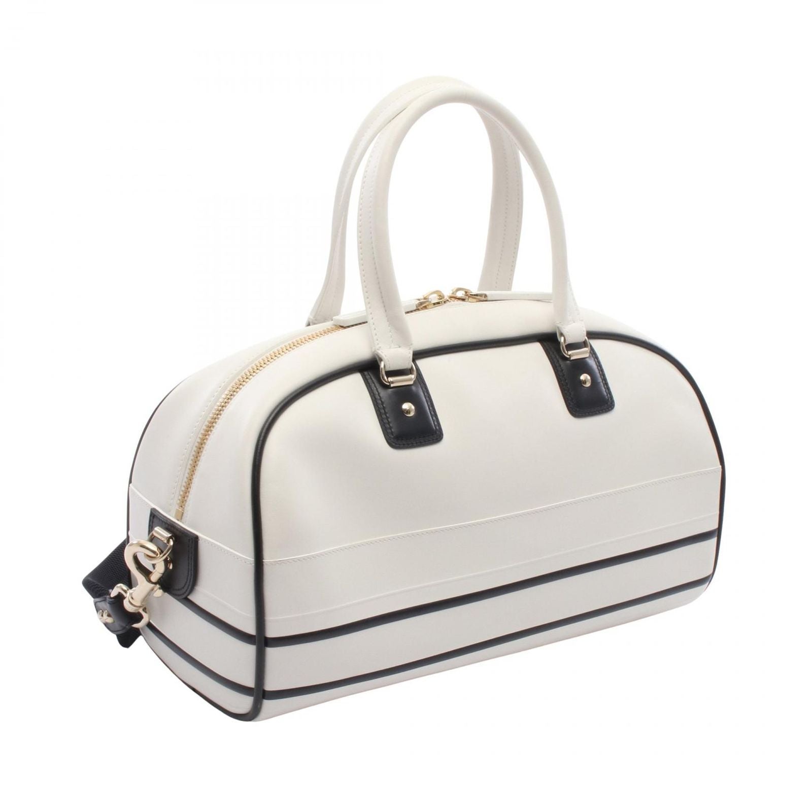 Dior Vibe Bowling Bag 2-Way White Black Leather — view 2