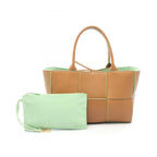 Bottega Veneta Tote Arco Maxi Intrecciato Brown Green Leather Small