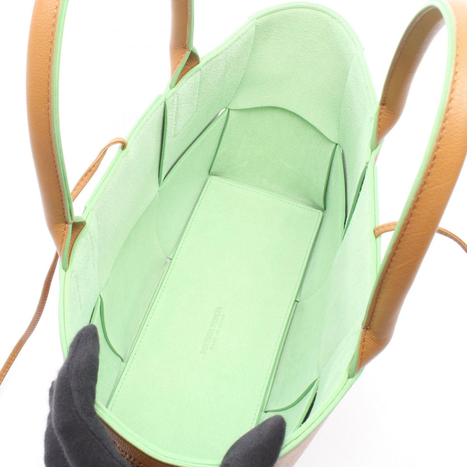 Bottega Veneta Tote Arco Maxi Intrecciato Brown Green Leather Small — view 3