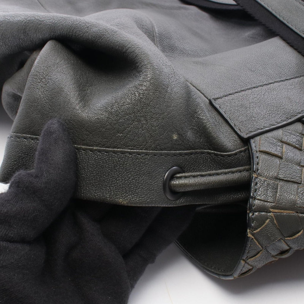 Bottega Veneta Backpack Intrecciato Gray Blue Leather — view 7