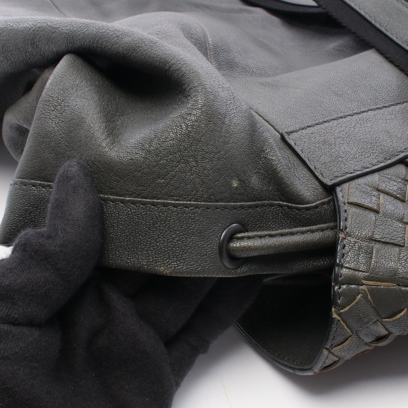 Bottega Veneta Backpack Intrecciato Gray Blue Leather — view 7