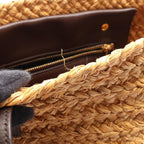 Saint Laurent Paris Shoulder Bag Pannier Small Natural Dark Brown Leather Basket — view 5
