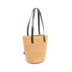 Saint Laurent Paris Shoulder Bag Pannier Small Natural Dark Brown Leather Basket — view 2