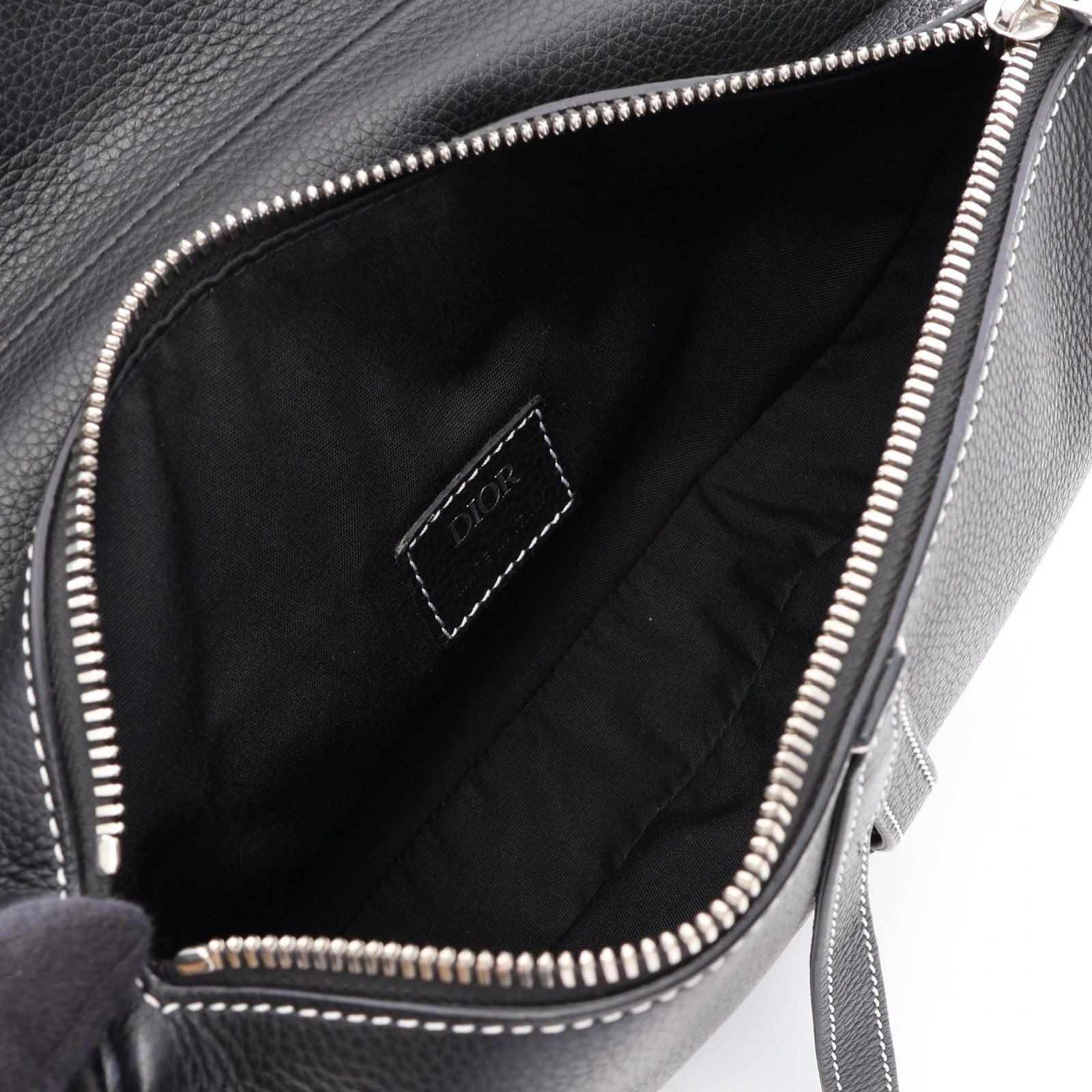 Dior Waist Bag Saddle Black Leather — view 3