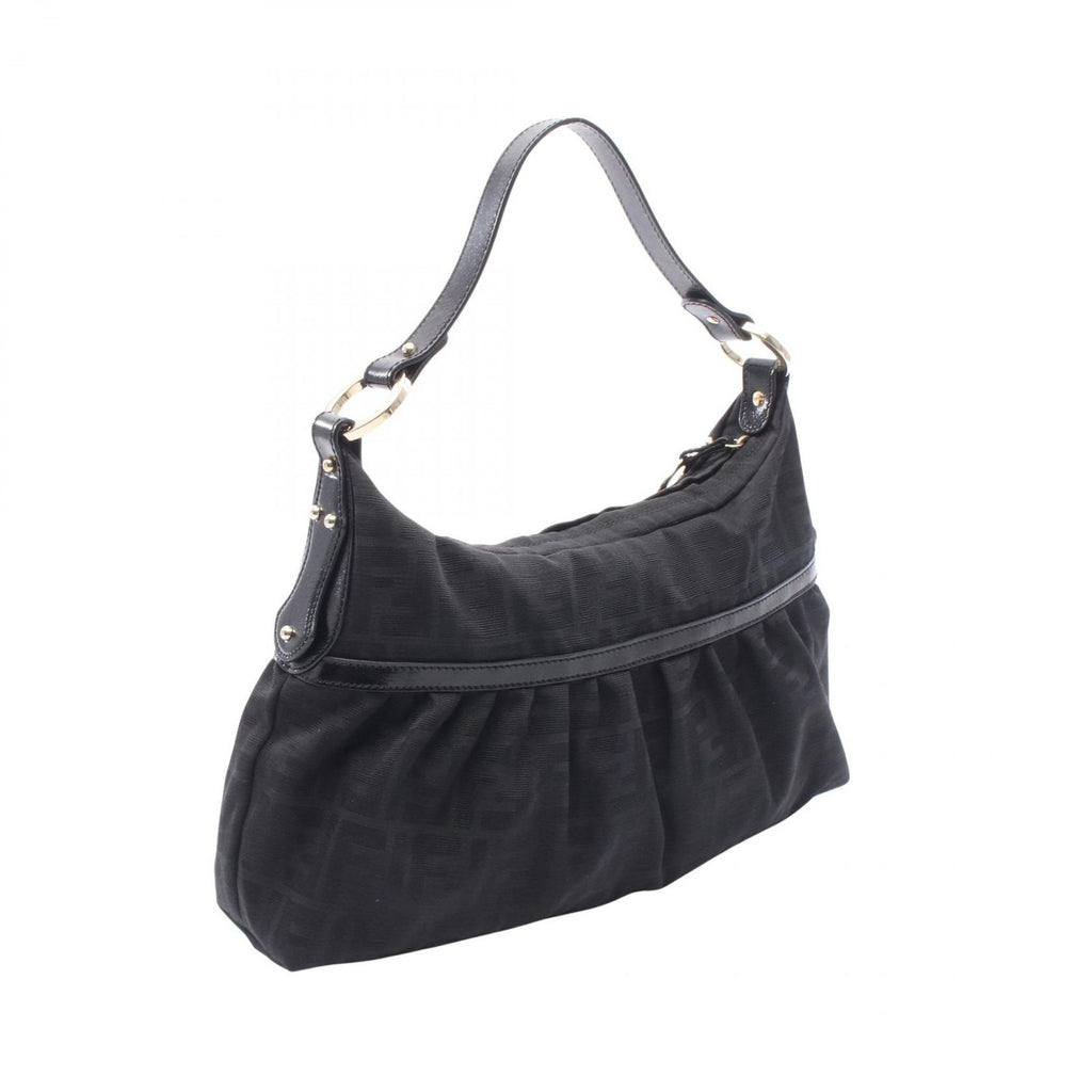 Fendi Shoulder Bag Zucca Black Canvas Leather — view 2